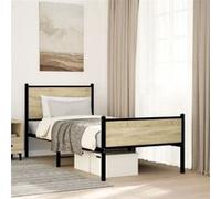 vidaXL Cadre de lit métal avec tête de lit et pied de lit 90x200 cm, lit simple, meuble de chambre à coucher, lit d'invité, 4007897 Noir G