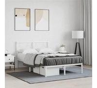 vidaXL Cadre de Lit Métal avec Tête de Lit, Lit Double avec Sommier à Lattes, Lit Adulte avec Pied Chambre, Industriel, 376273 Blanc G