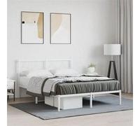 vidaXL Cadre de lit métal avec tête de lit blanc 140x190 cm
