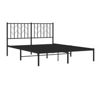 vidaXL Cadre de Lit Métal avec Tête de Lit, Lit Double avec Sommier à Lattes, Lit Adulte avec Pied, Meuble de Chambre, Moderne, Noir 140x190 cm