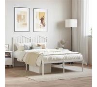 vidaXL Cadre de lit métal avec tête de lit blanc 120x190 cm 373835