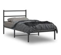vidaXL Cadre de Lit Métal avec Tête de Lit, Lit Simple avec Sommier à Lattes, Lit Adulte avec Pied, Meuble de Chambre, Moderne, Noir 107x203 cm Noir G