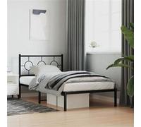 vidaXL Cadre de Lit Métal avec Tête de Lit, Lit Simple avec Sommier à Lattes, Lit Adulte avec Pied, Meuble de Chambre, Industriel, Noir 100x200 cm Noir G