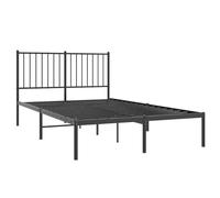 vidaXL Cadre de lit métal avec tête de lit Noir 120x200 cm, lit Double, Meuble de Chambre à Coucher, lit d'invité, lit, Cadre de lit en métal, sommier