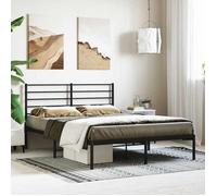 vidaXL Cadre de lit métal avec tête de lit Noir 140x190 cm, lit Double, Meuble de Chambre à Coucher, lit d'invité, lit, Cadre de lit en métal, sommier