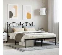 vidaXL Cadre de lit métal avec tête de lit noir 140x190 cm