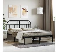 vidaXL Cadre de lit métal avec tête de lit noir 140x190 cm 353635