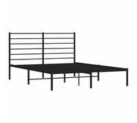 vidaXL Cadre de lit métal avec tête de lit Noir 140x190 cm, lit Double, Meuble de Chambre à Coucher, lit d'invité, lit, Cadre de lit en métal, sommier