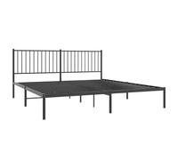 vidaXL Cadre de lit métal avec tête de lit Noir 180x200 cm, lit Double, Meuble de Chambre à Coucher, lit d'invité, lit, Cadre de lit en métal, sommier
