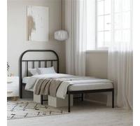 vidaXL Cadre de lit métal avec tête de lit noir 80x200 cm, lit simple, meuble de chambre à coucher, lit d'invité, lit, cadre de lit en métal, sommier 353626 Noir G