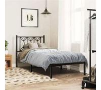 vidaXL Cadre de lit métal avec tête de lit noir 90x200 cm, lit simple, meuble de chambre à coucher, lit d'invité, lit, cadre 376121 Noir G