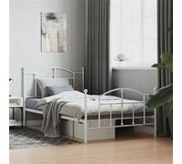 vidaXL Cadre de lit métal 100x200 cm avec tête et pied de lit blanc – lit simple