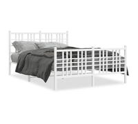 vidaXL Cadre de lit métal avec tête de lit/pied de lit blanc 140x190cm