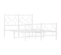 vidaXL Cadre de Lit Métal avec Tête de Lit Pied de Lit, Lit Double avec Sommier à Lattes, Lit Adulte avec Pied Chambre, Industriel, Blanc 120x190cm