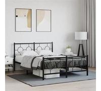 vidaXL Cadre de Lit Métal avec Tête de Lit Pied de Lit, Lit Double avec Sommier à Lattes, Lit Adulte avec Pied Chambre, 376244 Noir G