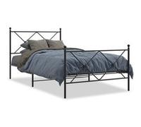 vidaXL Cadre de lit métal avec tête de lit/pied de lit noir 100x200 cm lit simple lit meuble de chambre à coucher cadre de lit en métal lit d'invité Noir G