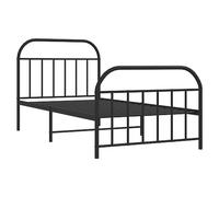 vidaXL Cadre de lit métal avec tête de lit/pied de lit noir 107x203 cm, lit simple, meuble de chambre à coucher, lit d'invité, lit Noir G