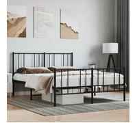 vidaXL Cadre de lit métal avec tête de lit-pied de lit noir 140x190 cm 352498