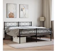 vidaXL Cadre de lit métal avec tête de lit-pied de lit noir 140x190 cm 372295