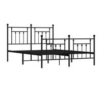 vidaXL Cadre de lit métal avec tête de lit/Pied de lit Noir 140x190 cm, lit Double, Meuble de Chambre à Coucher, lit d'invité, lit
