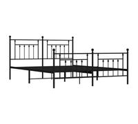 vidaXL Cadre de lit métal avec tête de lit/Pied de lit Noir 183x213 cm, lit Double, Meuble de Chambre à Coucher, lit d'invité, lit