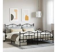 vidaXL Cadre de lit métal avec tête de lit-pied de lit noir 200x200 cm 353464 Noir G