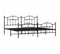 vidaXL Cadre de lit métal avec tête de lit/Pied de lit Noir 200x200 cm, lit Double, Meuble de Chambre à Coucher, lit d'invité, lit