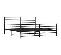 vidaXL Cadre de lit métal avec tête de lit/Pied de lit Noir 200x200 cm, lit Double, Meuble de Chambre à Coucher, lit d'invité, lit
