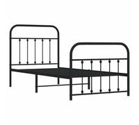 vidaXL Cadre de lit métal avec tête de lit/Pied de lit Noir 90x190 cm, lit Simple, Meuble de Chambre à Coucher, lit d'invité, lit