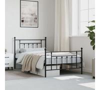 vidaXL Cadre de lit métal sans matelas avec pied de lit noir 107x203cm