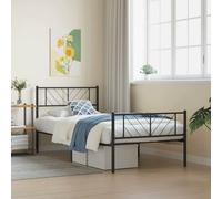 vidaXL Cadre de lit métal sans matelas avec pied de lit noir 107x203cm