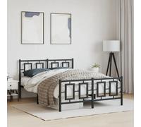 vidaXL Cadre de lit métal sans matelas avec pied de lit noir 135x190cm