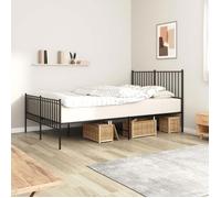 vidaXL Cadre de lit métal sans matelas avec pied de lit Noir 140x190 cm
