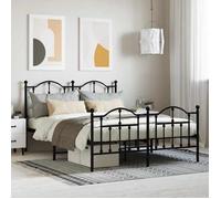 vidaXL Cadre de lit en métal sans matelas avec pied de lit 140x190 cm noir 353457