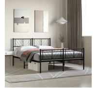 vidaXL Cadre de lit 140x190 cm avec tête et pied en métal noir - 372197 (Noir G)