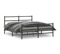 vidaXL Cadre de lit métal sans matelas avec pied de lit noir 150x200cm