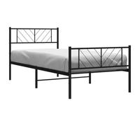 vidaXL Cadre de lit métal 372188 avec tête et pied de lit Noir 80x200 cm