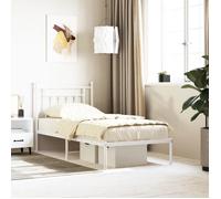 vidaXL Cadre de lit métal sans matelas avec tête de lit blanc 90x190cm 353578