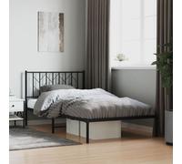 vidaXL Cadre de lit métal sans matelas avec tête de lit noir 107x203cm