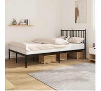 vidaXL Cadre de lit métal sans matelas avec tête de lit noir 120x190cm 350861