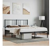 vidaXL Cadre de lit métal sans Matelas avec tête de lit Noir 120x190cm