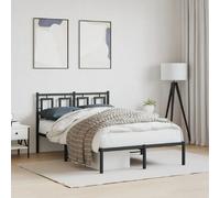 vidaXL Cadre de lit métal sans matelas avec tête de lit noir 120x200cm