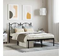 vidaXL Cadre de lit métal sans matelas avec tête de lit noir 120x200cm