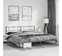 vidaXL Cadre de Lit avec Tête de Lit, Lit de Double avec Sommier à Lattes, Lit Adulte avec Rangement Chambre, Moderne, Noir 183x213 cm Métal
