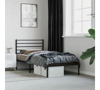 vidaXL Cadre de lit métal sans matelas avec tête de lit noir 80x200 cm
