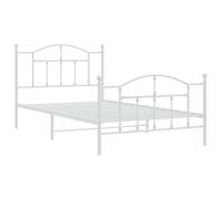 vidaXL Cadre de lit métal sans Matelas et Pied de lit Blanc 100x200 cm