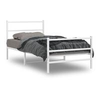 vidaXL Cadre de lit métal sans matelas et pied de lit blanc 107x203 cm