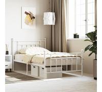 vidaXL Cadre de lit métal sans matelas et pied de lit blanc 107x203 cm