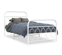 vidaXL Cadre de lit métal sans matelas et pied de lit blanc 107x203 cm