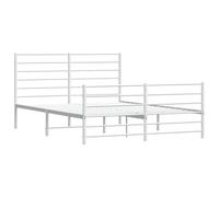 vidaXL Cadre de lit métal sans Matelas et Pied de lit Blanc 140x190 cm